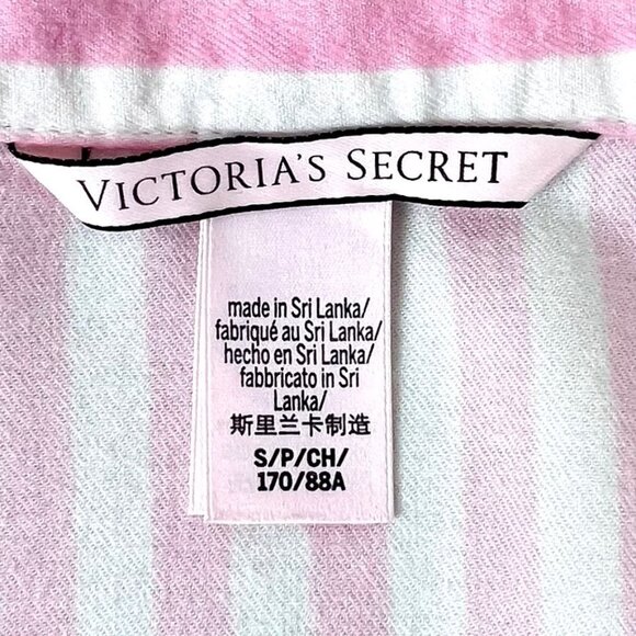 Victorias Secret Pink & White Striped Button-Up Long Sleeve Nightshirt Size S - Picture 3 of 13
